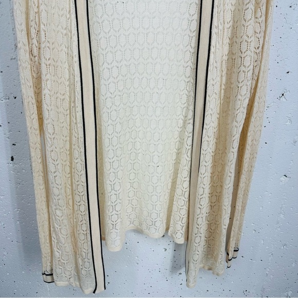 Belldini Women’s size XL Cream With Black Trim Open Front Knit Cardigan Sweater - Picture 3 of 13